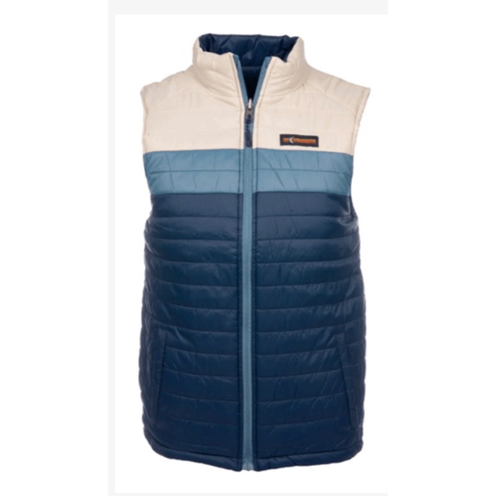 KJUS Men's Reversible Puffer Vest Colorblock Navy Blue Quilted Insulated